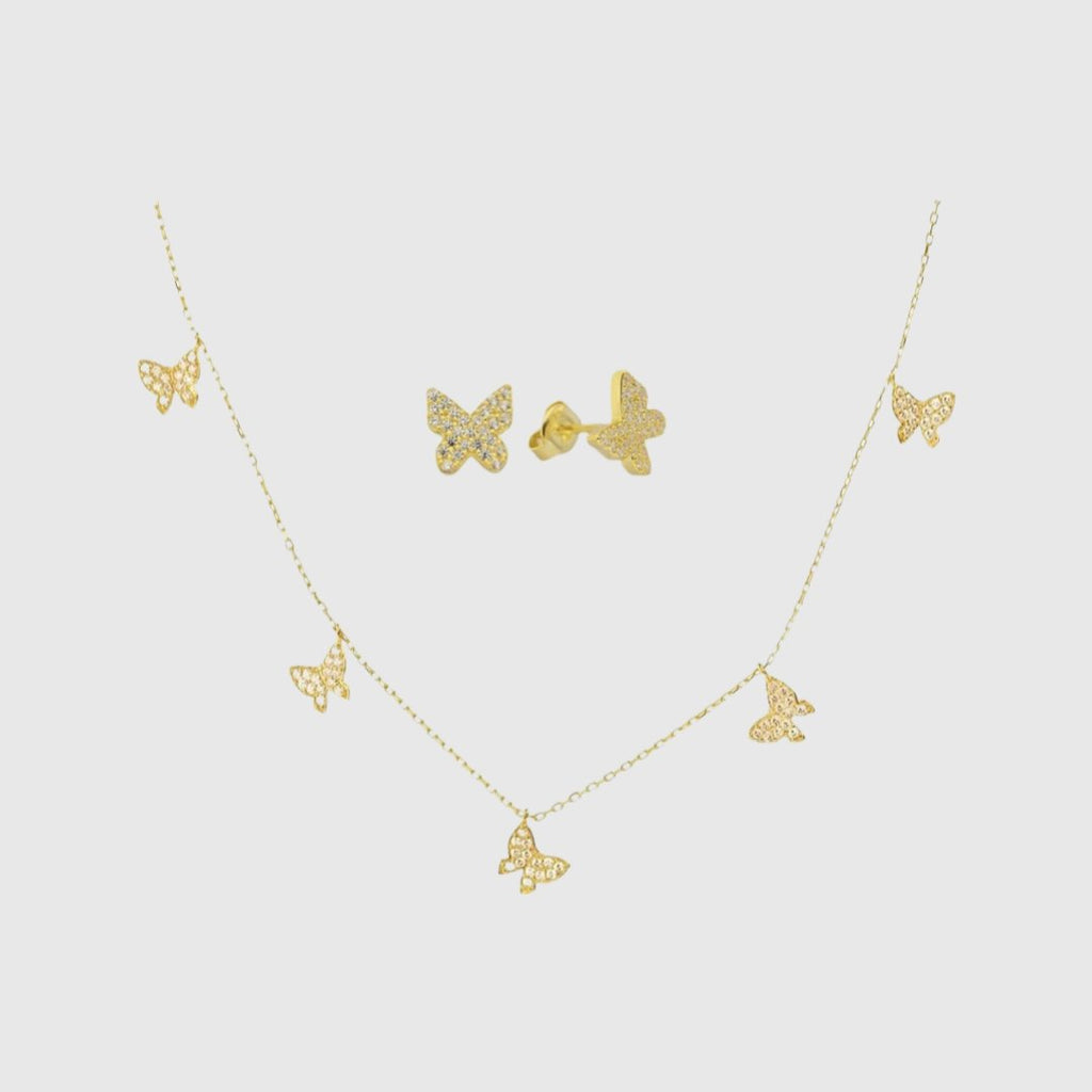 Butterfly Chain & Butterfly Ohrring Set